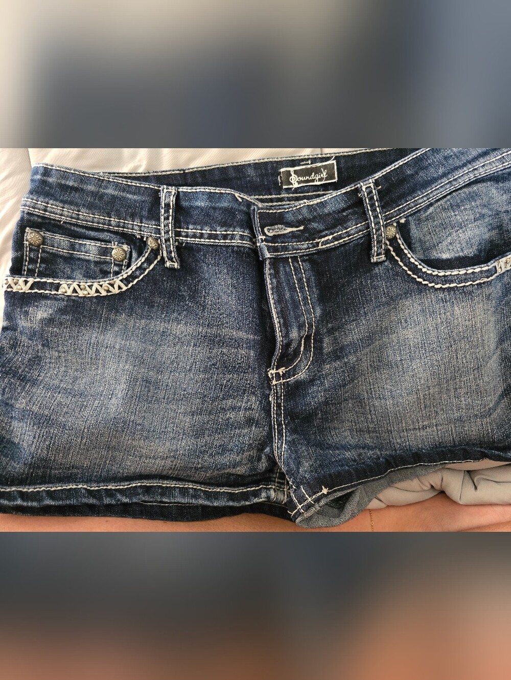 Soundgirl Black and Dark Blue Denim Jeans Label Detail